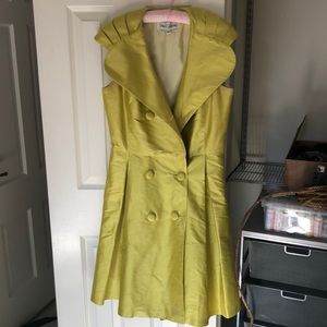 Chartreuse Sara Campbell Button Dress with Belt